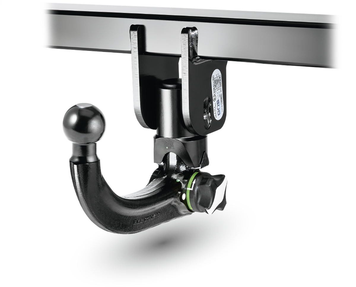 ORIS AK41 detachable vertical towbar with removable towball and integrated locking mechanism.