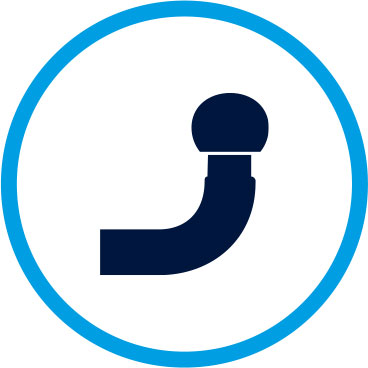 Icon of a towbar symbol representing original equipment expertise and vehicle-specific towing solutions for electric vehicles.
