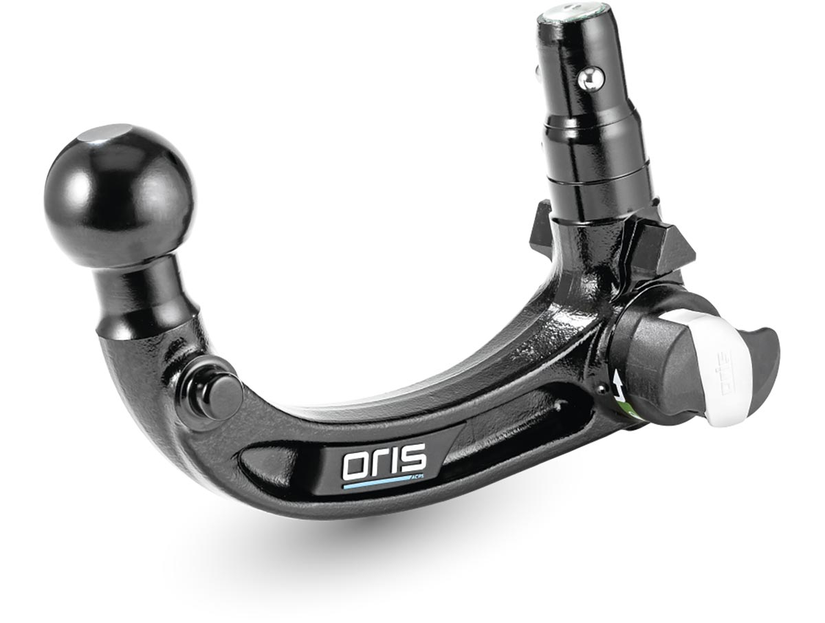ORIS FIX4BIKE® detachable towbar neck with integrated locking mechanism on a white background.