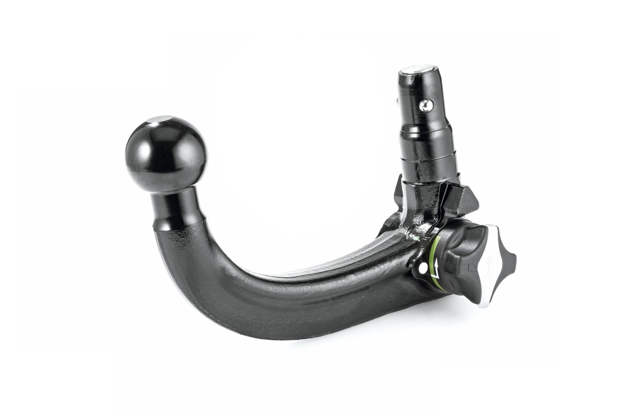 ORIS detachable towbar neck with integrated locking mechanism on a white background.