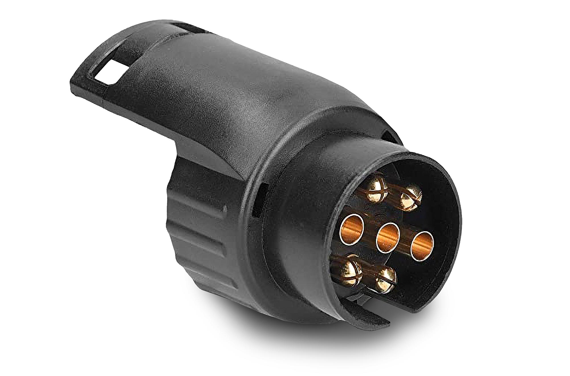 TRACC 7-pin to 13-pin adapter plug for connecting vehicles with a 7-pin socket to bicycle carriers with a 13-pin electrical connection.